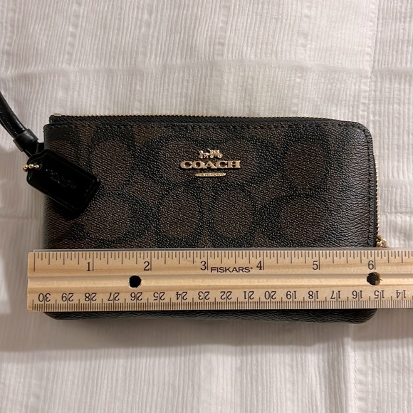 Coach Wristlet Signature Monogram Classic Brown double Zipper wallet - Picture 4 of 11